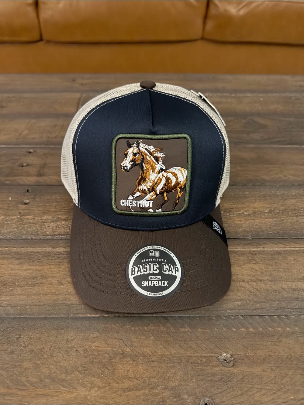 Chestnut Horse Patch Trucker Cap - Brown & Navy